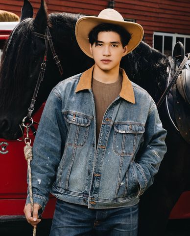  LEE - Áo khoác denim nam cổ bẻ tay dài 101+ 