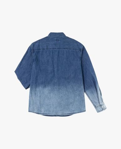  LEE - Áo sơ mi denim nam cổ bẻ tay dài wash bạc 