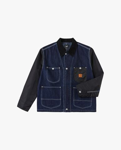 LEE - Áo khoác denim nam cổ bẻ tay dài phối túi 