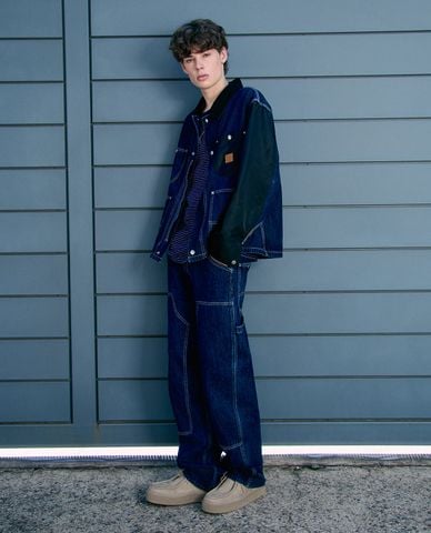  LEE - Áo khoác denim nam cổ bẻ tay dài phối túi 