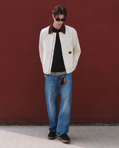  LEE - Quần jeans nam ống rộng wash bạc 