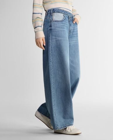  LEE - Quần jeans nữ ống rộng wash bạc 