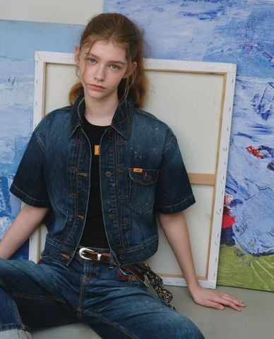  LEE - Áo khoác denim nữ tay ngắn phom croptop 101+ 
