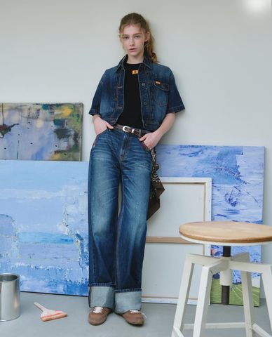  LEE - Áo khoác denim nữ tay ngắn phom croptop 101+ 