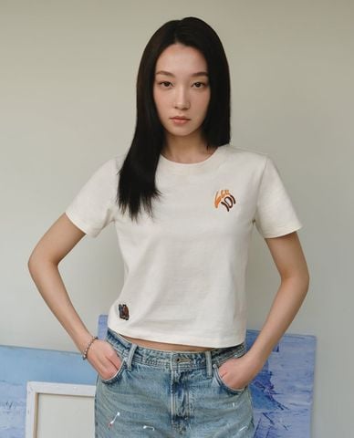  LEE - Áo croptop nữ cổ tròn tay ngắn 101+ 