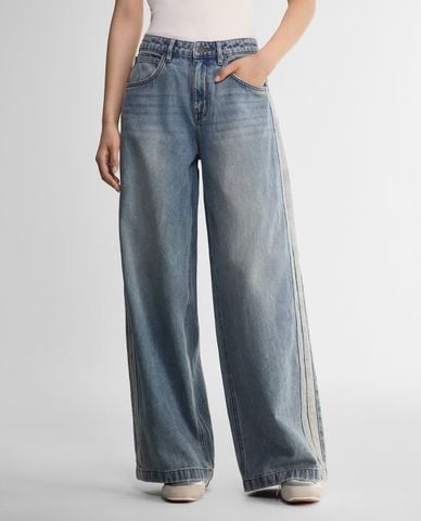 LEE - Quần jeans nữ ống rộng wash bạc 