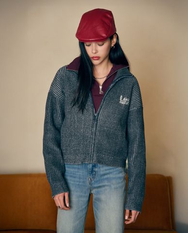  LEE - Áo khoác cardigan nữ phom croptop Indigo 