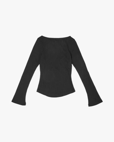  LEE - Áo thun nữ cổ thuyền tay dài phối logo 