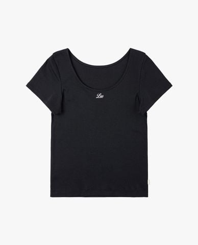  LEE - Áo thun nữ cổ tròn tay ngắn thêu logo 