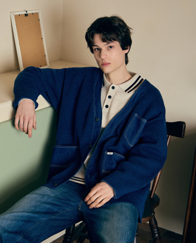  LEE - Áo khoác cardigan nam cổ V tay dài Seasonal 