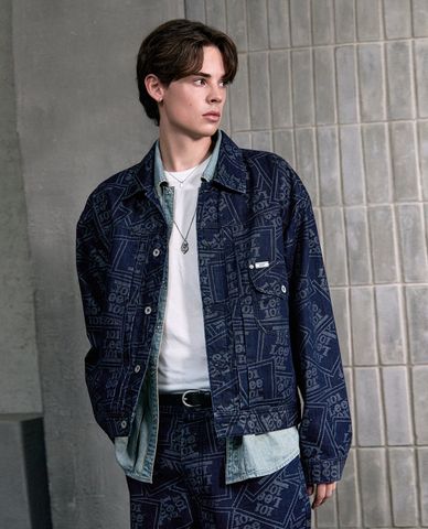  LEE - Áo khoác denim nam cổ bẻ tay dài 101+ 