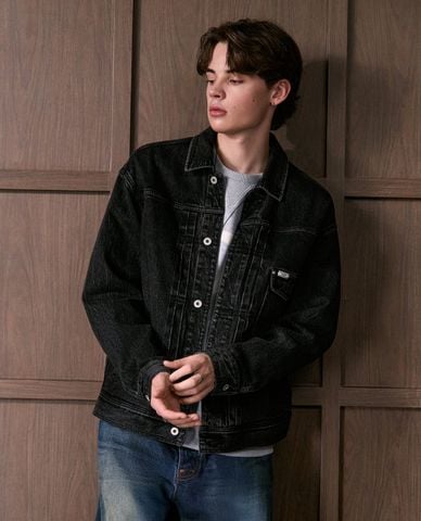  LEE - Áo khoác denim nam cổ bẻ tay dài 101+ 