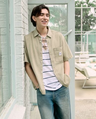  LEE - Áo sơ mi nam cổ bẻ tay ngắn phối túi 