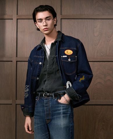  LEE - Áo khoác denim nam cổ bẻ tay dài 101+ 