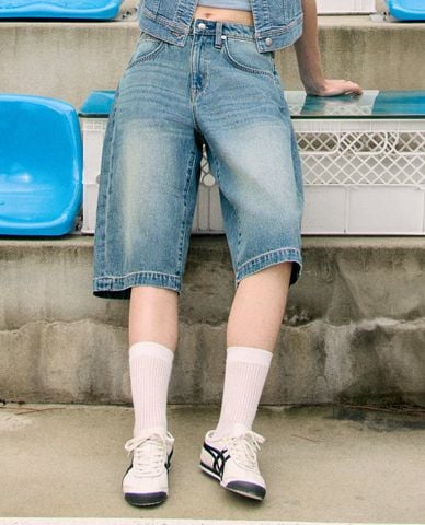  LEE - Quần short jeans nữ wash bạc 