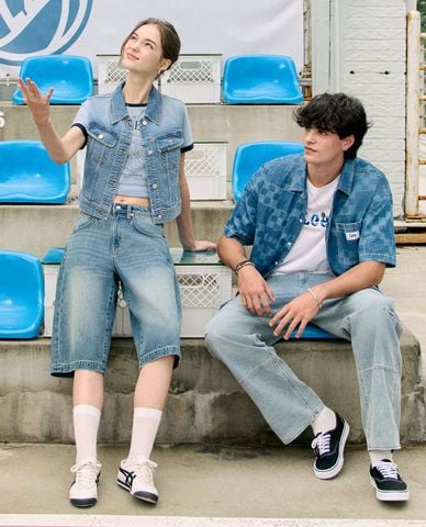  LEE - Quần short jeans nữ wash bạc 