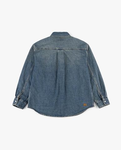 LEE - Áo sơ mi denim nữ tay dài wash bạc 101+ 