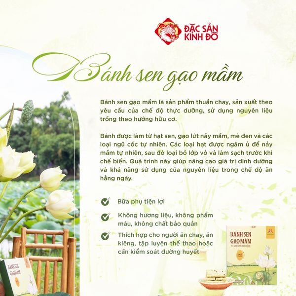 Bánh Sen Gạo Mầm - Bánh Thuần Chay, Ít Ngọt