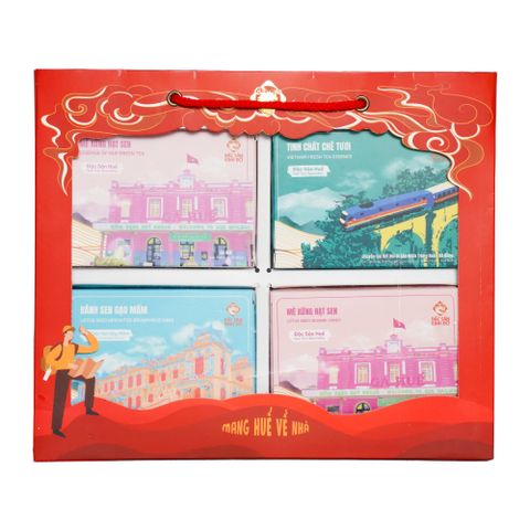 Set Quà 4 Mùa Đỏ - Trà, Bánh, Kẹo Huế Cao Cấp
