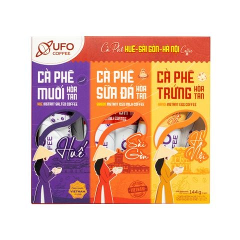 Cà Phê Ba Miền Mix 3 Vị (Cà Phê Trứng Hà Nội - Cà Phê Sữa Đá Sài Gòn - Cà Phê Muối Huế) - UFO Coffee