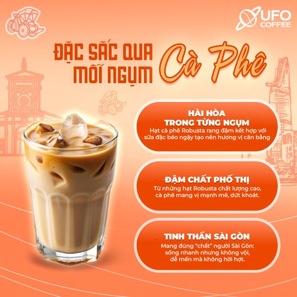 Cà phê sữa đá Sài Gòn hòa tan - UFO Coffee