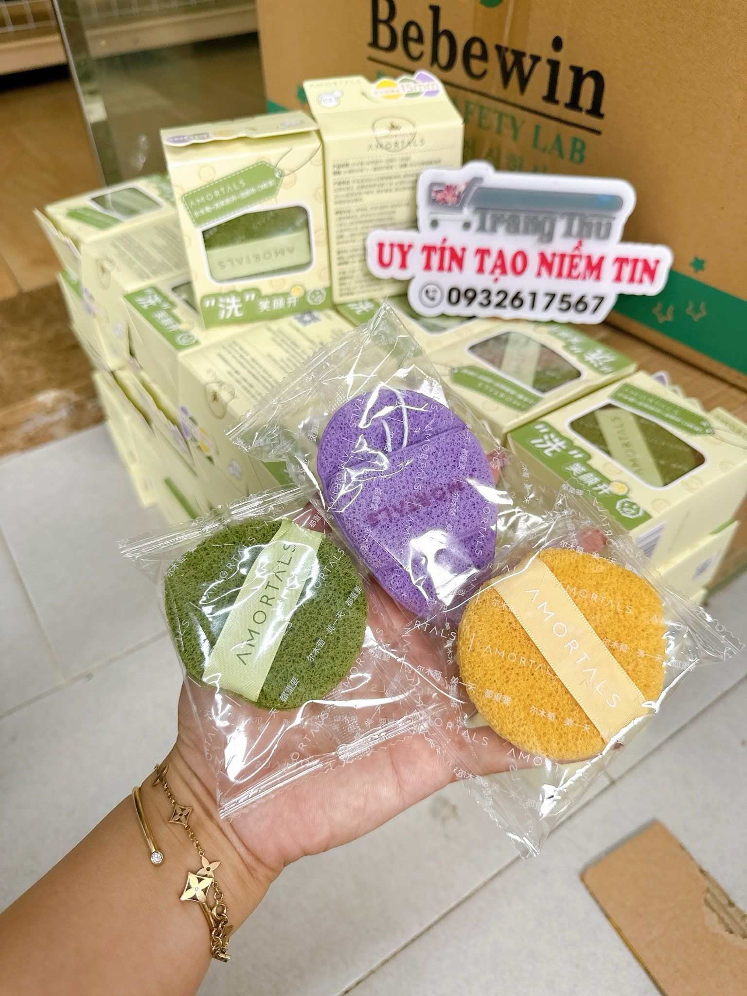  A548- Set 3 miếng rửa mặt bọt biển Amortals 