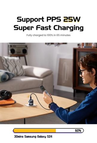 Sạc điện thoại 1 cổng USB-C GaN 30W màu hồng tạo hình robot chân cắm dẹt Ugreen (45006)