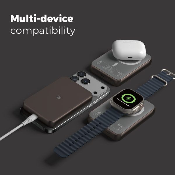 Pin dự phòng quyền lực POWERCUBE by MIPOW (USA) 3-in-1 Ultra-Slim MagSafe (10000mAh) – Chứng chỉ CCC (Tương thích Apple Watch/Airpods) – MX10