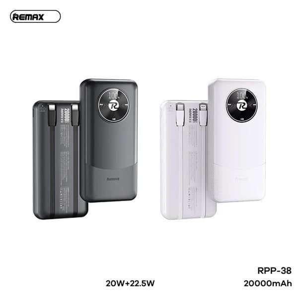 Pin dự phòng REMAX RPP-38 20000mAh Pinjur Series PD+QC - đen