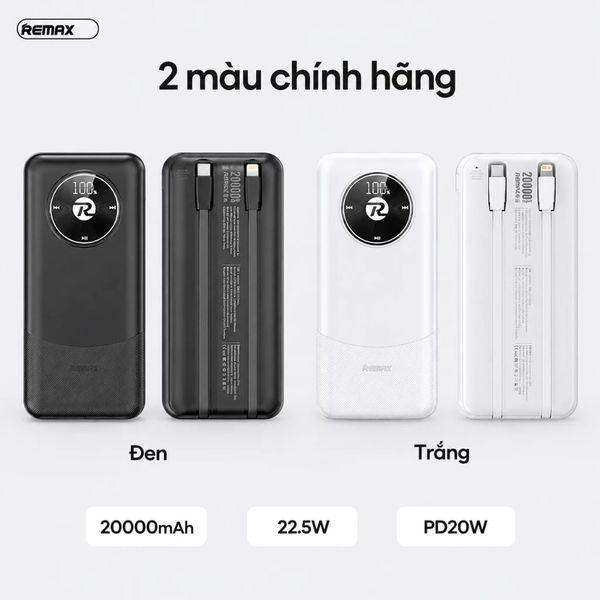 Pin dự phòng REMAX RPP-38 20000mAh Pinjur Series PD+QC - Trắng