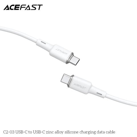 Cáp truyền dữ liệu, sạc các thiết bị di động (Android, Samsung ...) Acefast C2-03, USB-C to USB-C, bọc sillicone, đã lắp đầu nối điện,không lưu trữ dữ liệu, dài 1.2m, điện áp 5v, hãng sx: Acefast #6974316280736
