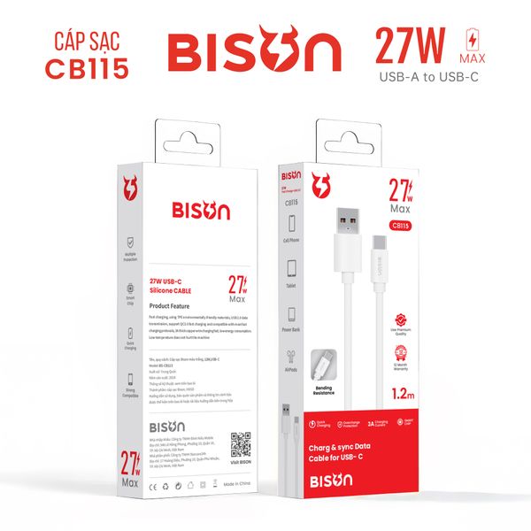 Cáp Bison USB-C 27W (CB115)