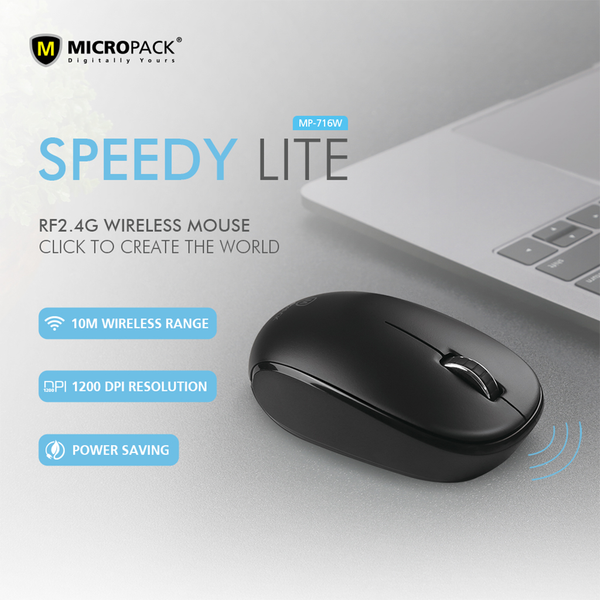 Chuột không dây  MicroPack RF2.4G OPTICAL Wireless Mouse MP-716W - Black
