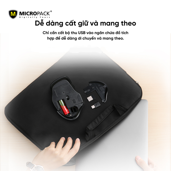 Chuột không dây MicroPack SPEEDY PRO Dual Receivers Wireless Mouse MP-752W - Grey