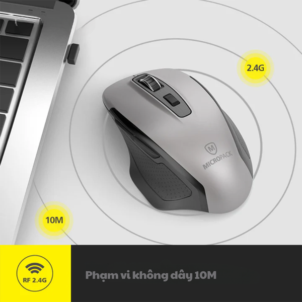 Chuột không dây MicroPack SPEEDY PRO Dual Receivers Wireless Mouse MP-752W - Grey