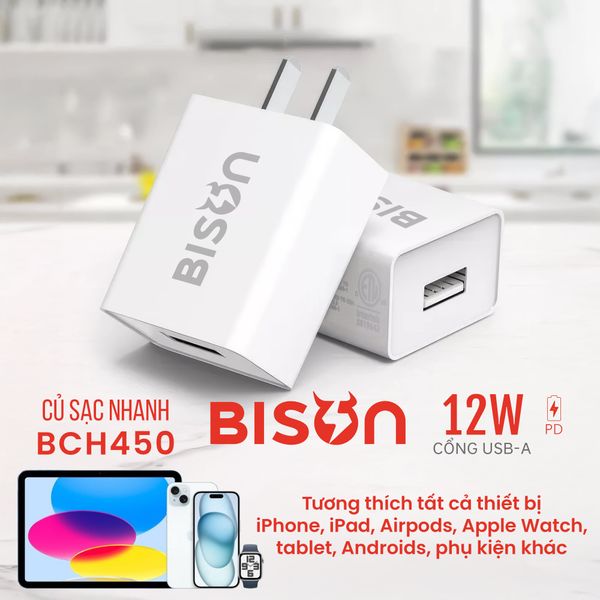 Cóc sạc Bison USB 12W (BCH450)