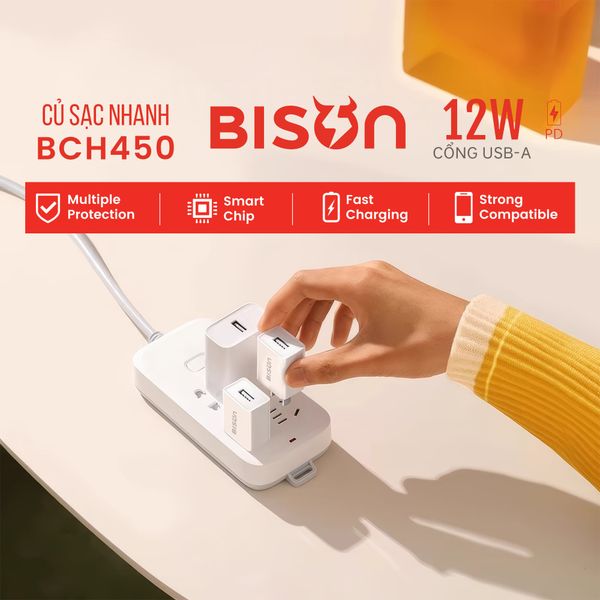 Cóc sạc Bison USB 12W (BCH450)