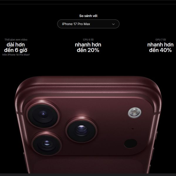 iPhone 18 Pro 512GB Màu Đỏ Burgundy