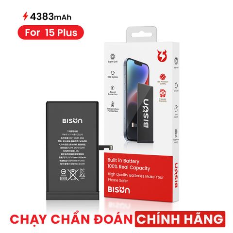 Thay Pin Bison iPhone 15 Plus (4383mAh) chạy chuẩn đoán được linh kiện