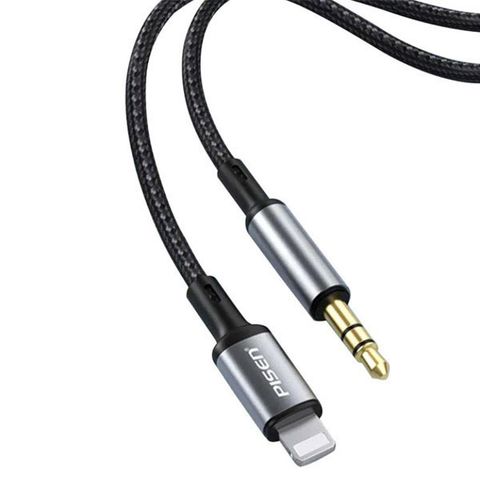 Cáp PISEN Lightning to 3.5mm Aluminum Alloy Braided AUX Audio 1000mm