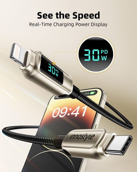 Cáp sạc Innostyle USB-C to Lightning DigiPower – DP-CL301 Màu Đen