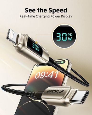 Cáp sạc Innostyle USB-C to Lightning DigiPower – DP-CL301 Màu Đen