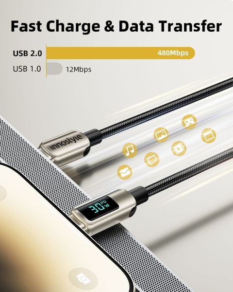 Cáp sạc Innostyle USB-C to Lightning DigiPower – DP-CL301 Màu Đen
