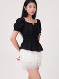  Áo kiểu nữ  Ruffle U-neck  A1-046 