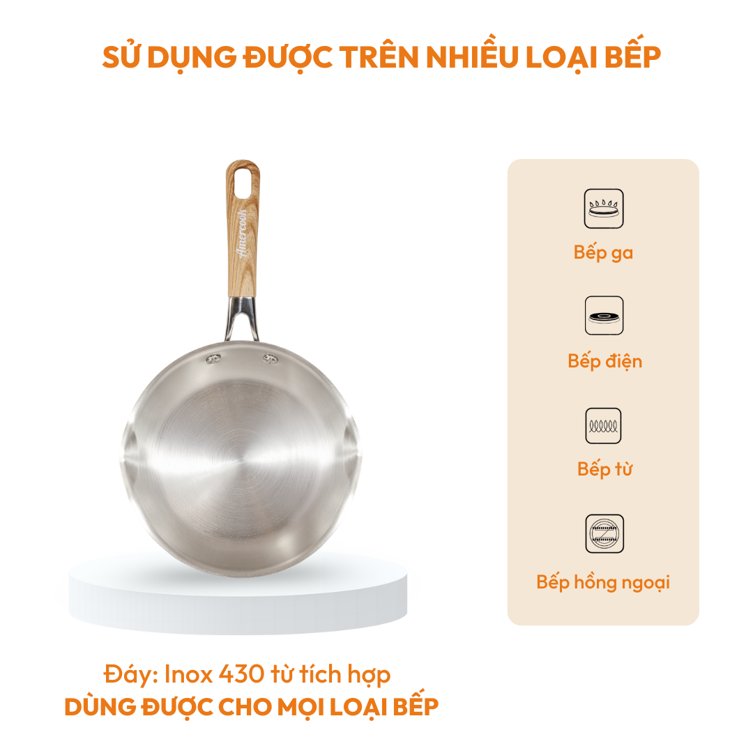 Chảo inox304 Aristo Natural AMERCOOK 20cm 26cm - Chảo inox chống dính ...