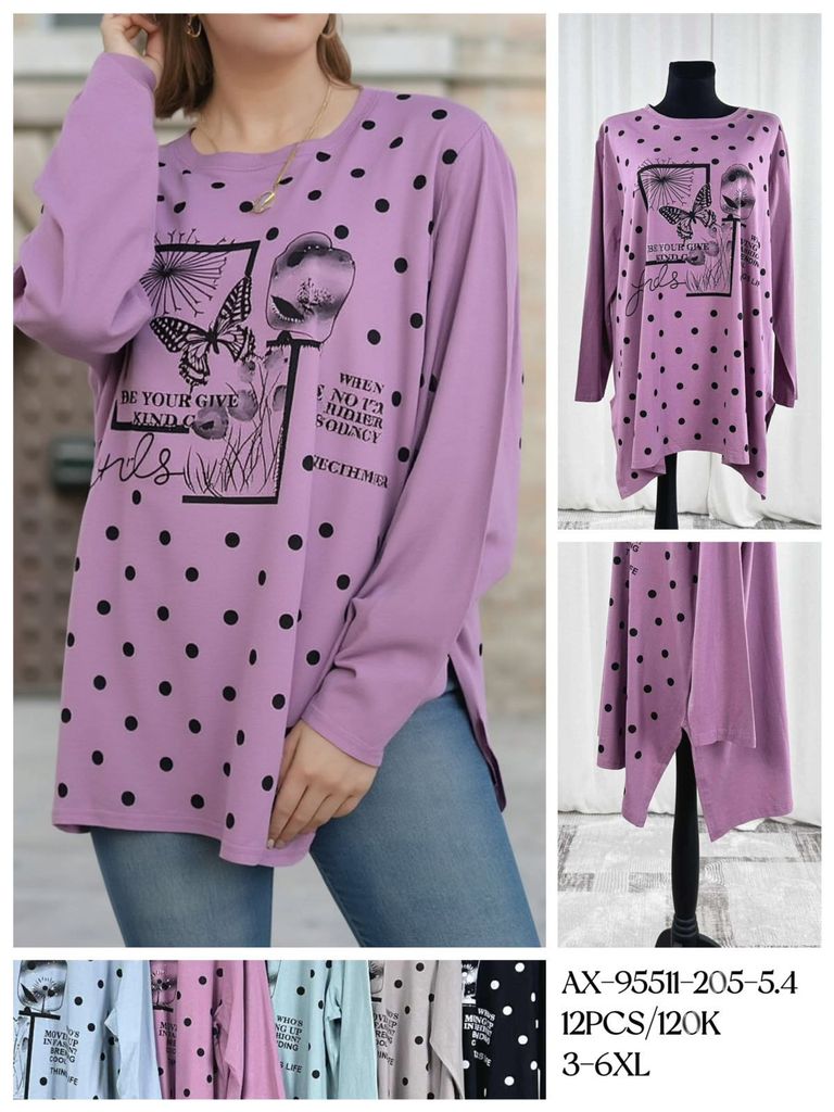 Tričko s dlouhým rukávem PLUS SIZE (150kc x 12ks)