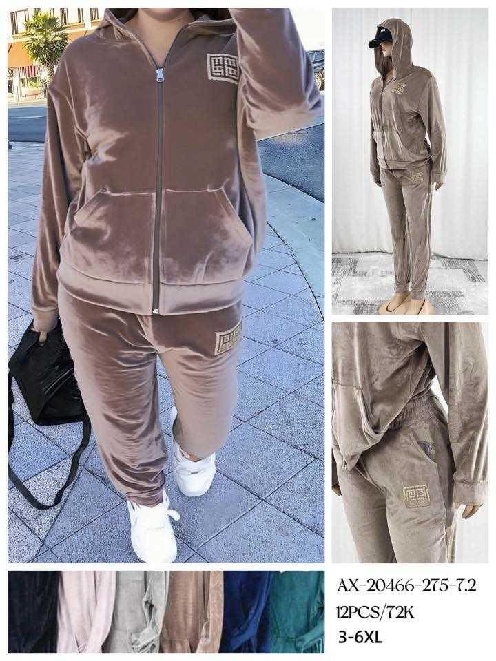 Semišové teplákové soupravy PLUS SIZE (210kc 12ks)