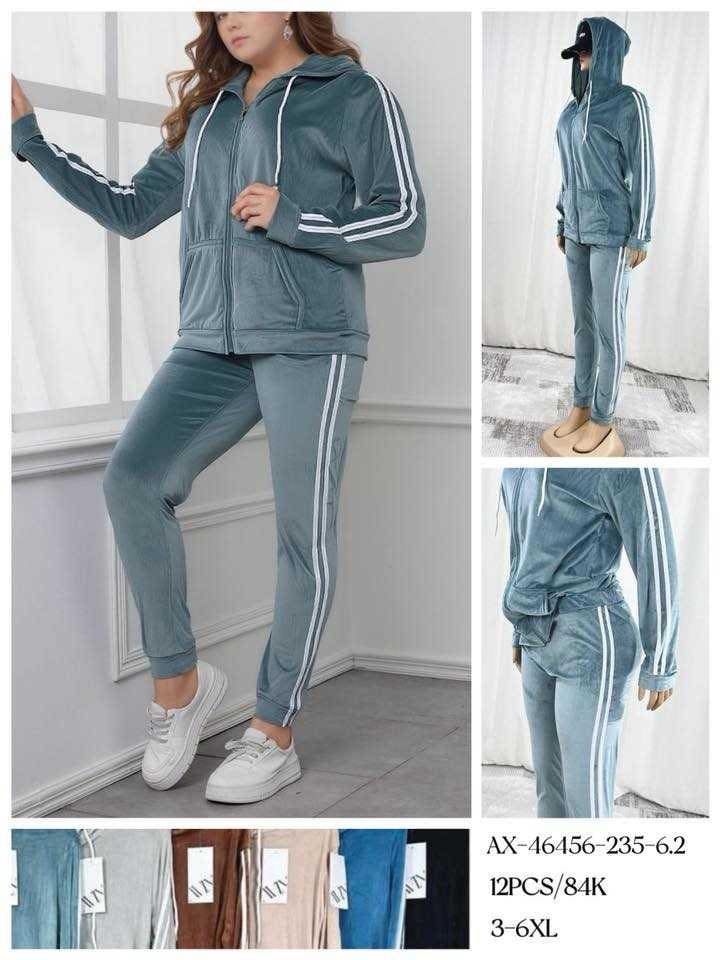 Semišové teplákové soupravy PLUS SIZE (210kc 12ks)