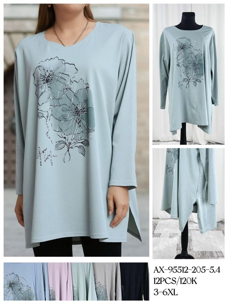Tričko s dlouhým rukávem PLUS SIZE (150kc x 12ks)