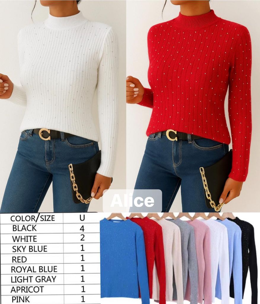 Svetr s rolakem s kaminky 12ks 130kc